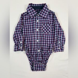 ANDY & EVAN Baby Boys’ Gingham Plaid Long Sleeve Button Down One Piece 9-12M